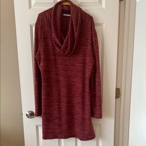 Women's Magenta Cowl Neck Tunic